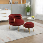 Fauteuil d'appoint en velours avec repose-pieds assorti, cadre en métal, capacité de 113 kg