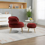 Fauteuil d'appoint en velours avec repose-pieds assorti, cadre en métal, capacité de 113 kg