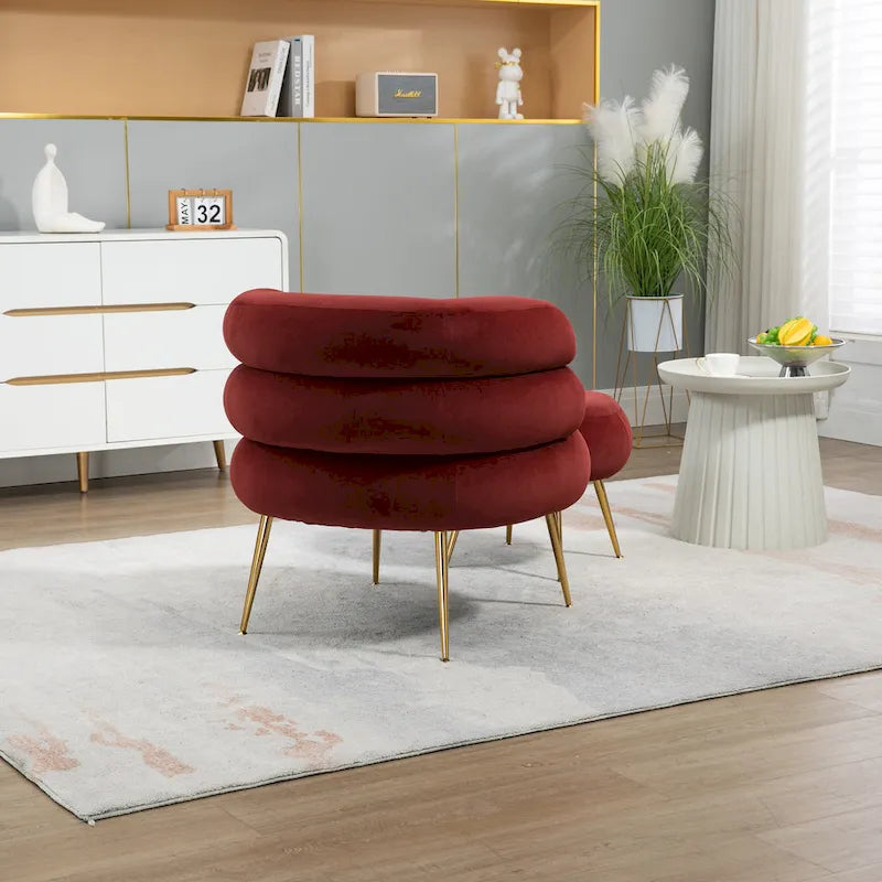 Fauteuil d'appoint en velours avec repose-pieds assorti, cadre en métal, capacité de 113 kg