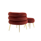 Fauteuil d'appoint en velours avec repose-pieds assorti, cadre en métal, capacité de 113 kg