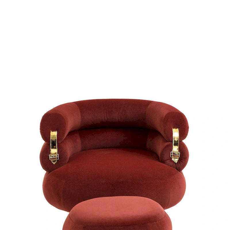 Fauteuil d'appoint en velours avec repose-pieds assorti, cadre en métal, capacité de 113 kg