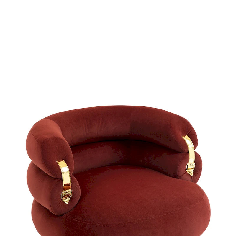 Fauteuil d'appoint en velours avec repose-pieds assorti, cadre en métal, capacité de 113 kg