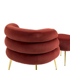 Fauteuil d'appoint en velours avec repose-pieds assorti, cadre en métal, capacité de 113 kg