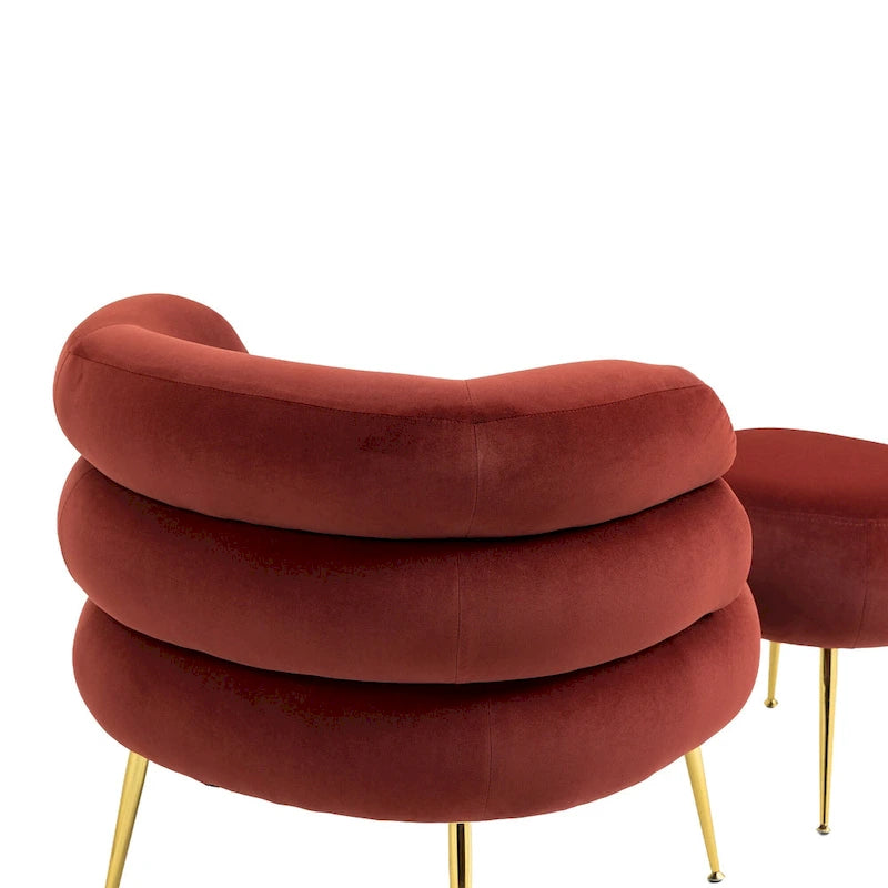 Fauteuil d'appoint en velours avec repose-pieds assorti, cadre en métal, capacité de 113 kg