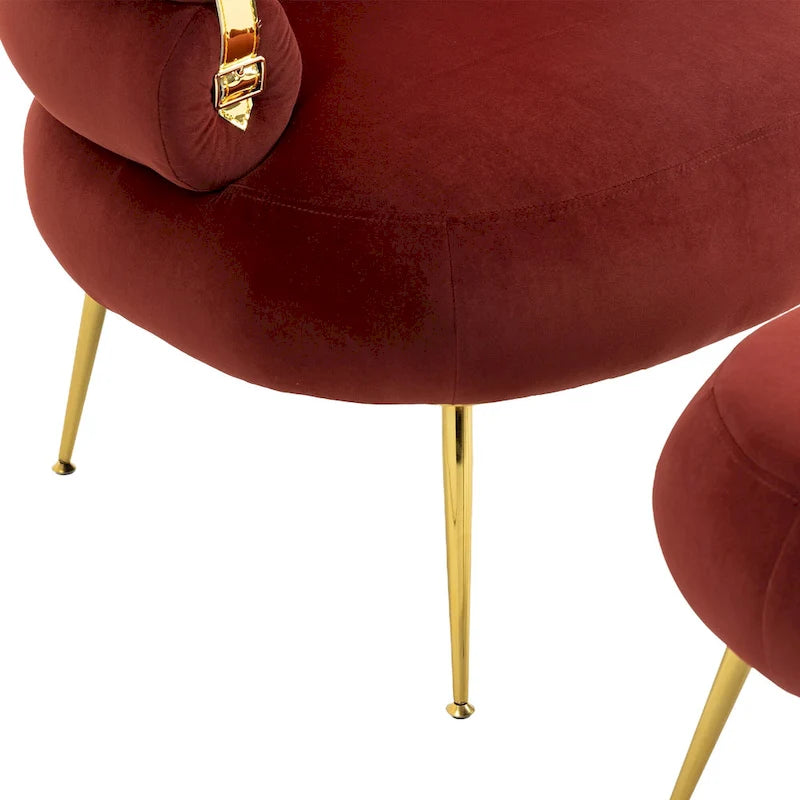 Fauteuil d'appoint en velours avec repose-pieds assorti, cadre en métal, capacité de 113 kg