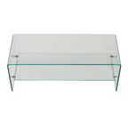 Meuble TV Transparent de 39,37 po avec Dos Ouvert et Étagère en Verre, pour TV Jusqu'à 39 po