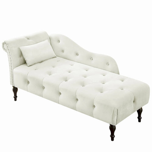 Chaise longue en velours capitonné de 60,6 po avec clous décoratifs