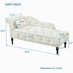Chaise longue en velours capitonné de 60,6 po avec clous décoratifs