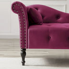 Chaise longue en velours capitonné de 60,6 po avec clous décoratifs