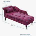 Chaise longue en velours capitonné de 60,6 po avec clous décoratifs