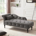 Chaise longue en velours capitonné de 60,6 po avec clous décoratifs