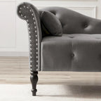 Chaise longue en velours capitonné de 60,6 po avec clous décoratifs