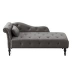 Chaise longue en velours capitonné de 60,6 po avec clous décoratifs