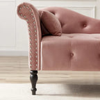 Chaise longue en velours capitonné de 60,6 po avec clous décoratifs