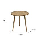 Lot de 3 tables d'appoint rondes marron, en bois manufacturé, 24"H x 23.25"L x 23.25"P