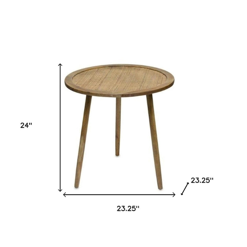 Lot de 3 tables d'appoint rondes marron, en bois manufacturé, 24"H x 23.25"L x 23.25"P