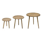 Lot de 3 tables d'appoint rondes marron, en bois manufacturé, 24"H x 23.25"L x 23.25"P