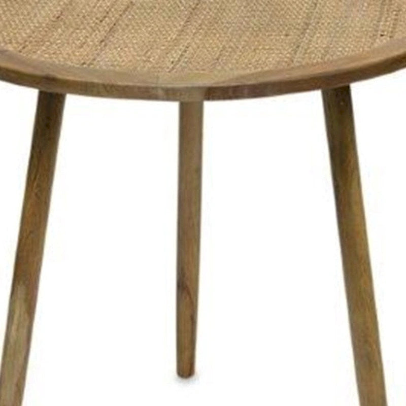 Lot de 3 tables d'appoint rondes marron, en bois manufacturé, 24"H x 23.25"L x 23.25"P