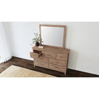 Ensemble de chambre à coucher 5 pièces, cadre de lit, commode, miroir, table de chevet et chiffonnier, construction en bois massif