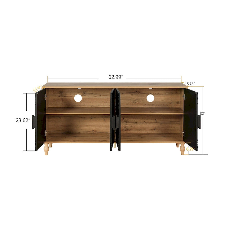 Buffet de rangement sculpté avec motifs floraux, en MDF, 160 cm de large, pour salon et cuisine