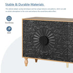 Buffet de rangement sculpté avec motifs floraux, en MDF, 160 cm de large, pour salon et cuisine