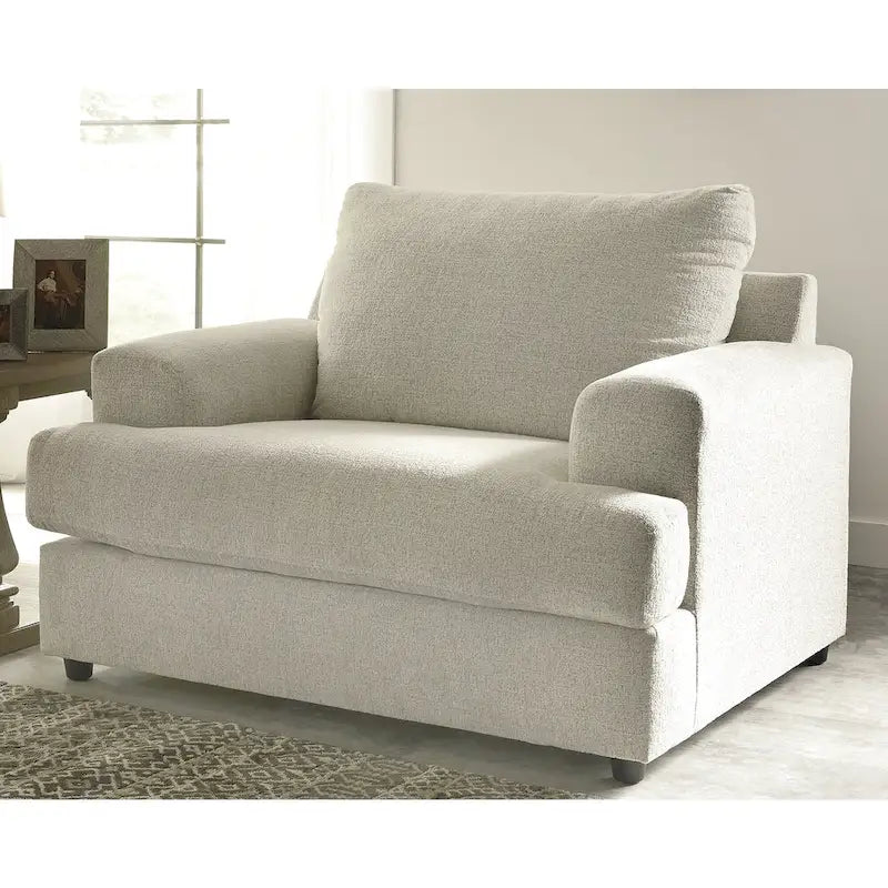 Fauteuil d'appoint et ottoman rembourrés beiges, assise moelleuse de 52 po de large