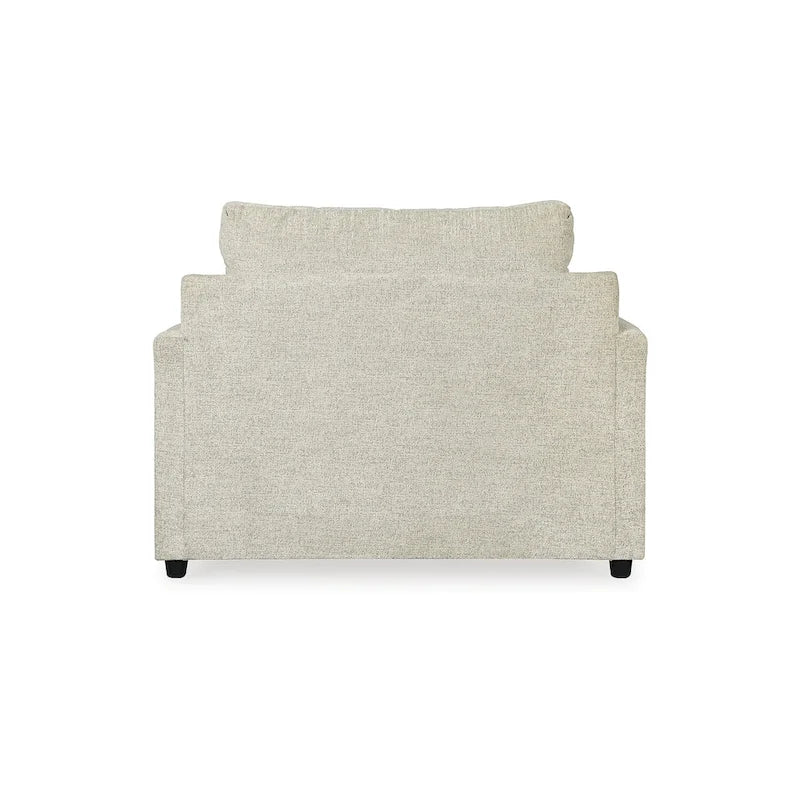 Fauteuil d'appoint et ottoman rembourrés beiges, assise moelleuse de 52 po de large