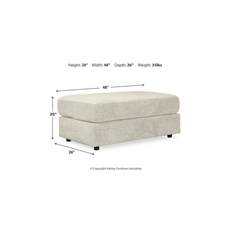 Fauteuil d'appoint et ottoman rembourrés beiges, assise moelleuse de 52 po de large