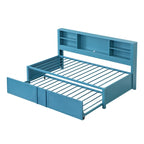 Lit de repos double en métal rembourré avec lit gigogne double, cadre de lit superposé, ports USB et étagères de rangement peu encombrant, assemblage facile
