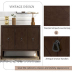 Armoire de Rangement d'Appoint Vintage avec Étagère Réglable, Table Console en Bois Massif, Table de Canapé