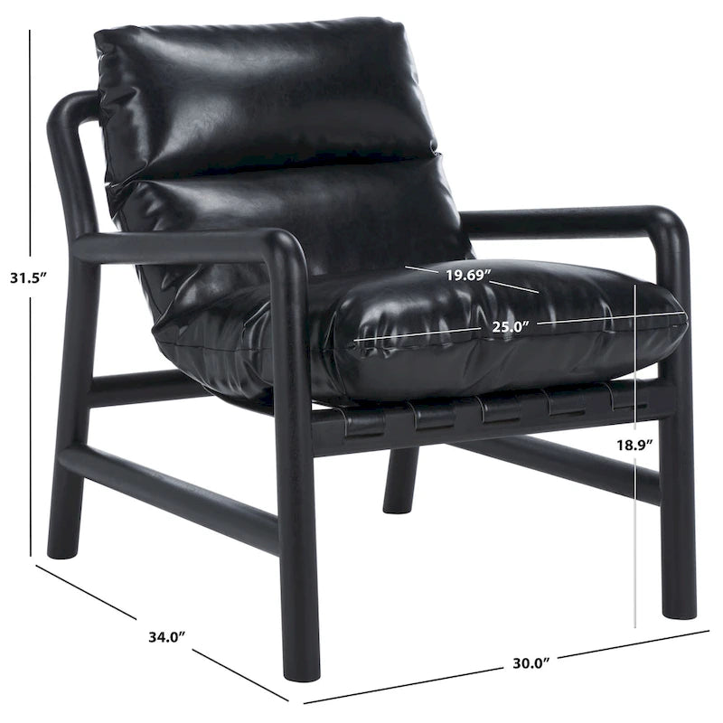 Fauteuil d'appoint rembourré, 76 cm (L) x 86 cm (P) x 81 cm (H), dossier capitonné, salon