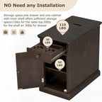 Table d'appoint avec ports USB et un tiroir multifonctionnel avec porte-gobelets