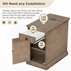 Table d'appoint avec ports USB et un tiroir multifonctionnel avec porte-gobelets