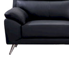 Canapé 3 places 80", cuir pleine fleur italien noir, coussins en mousse haute densité, pieds en acier inoxydable