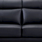 Canapé 3 places 80", cuir pleine fleur italien noir, coussins en mousse haute densité, pieds en acier inoxydable