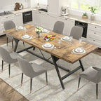 Table de salle à manger de style rustique pour 8 personnes, table de cuisine rectangulaire en bois de 180 cm
