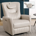Leatheraire Swivel and Rocker Power Recliner Chair, Modern Single Recliner w/Lumbar & Neck Support Pillow, USB and Type-C Ports