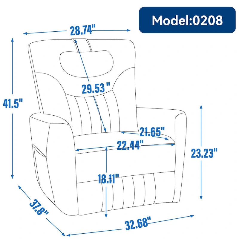 Fauteuil inclinable pivotant motorisé, pivotant à 270°, chargement USB-C, oreiller lombaire