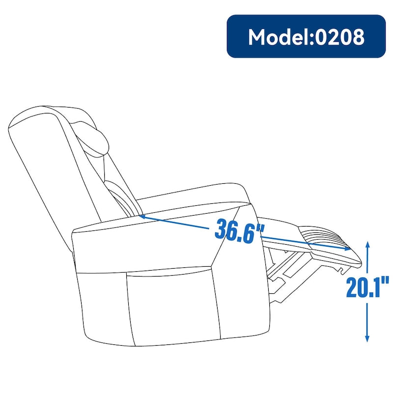 Fauteuil inclinable pivotant motorisé, pivotant à 270°, chargement USB-C, oreiller lombaire