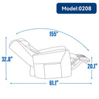 Fauteuil inclinable pivotant motorisé, pivotant à 270°, chargement USB-C, oreiller lombaire
