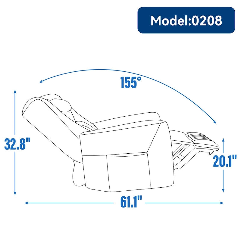Fauteuil inclinable pivotant motorisé, pivotant à 270°, chargement USB-C, oreiller lombaire