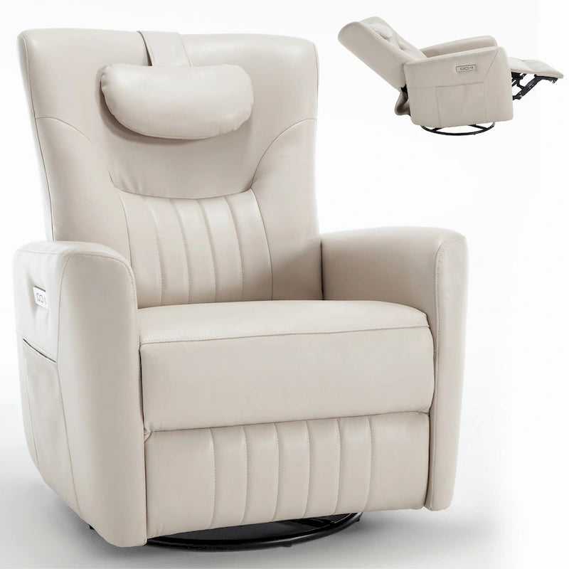 Fauteuil inclinable pivotant motorisé, pivotant à 270°, chargement USB-C, oreiller lombaire