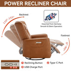 Fauteuil inclinable pivotant motorisé, pivotant à 270°, chargement USB-C, oreiller lombaire