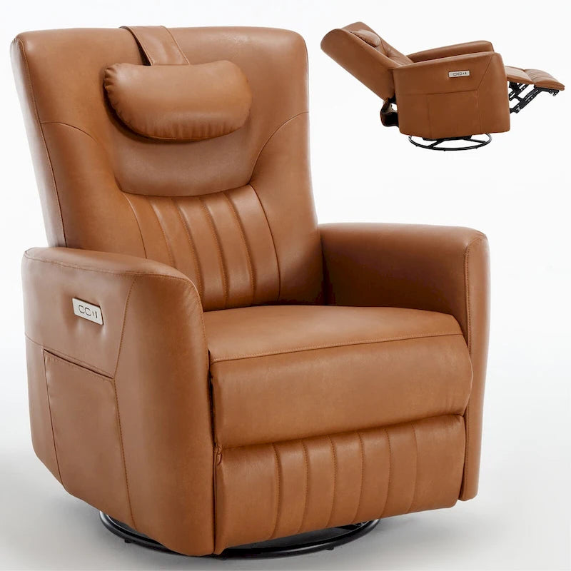 Fauteuil inclinable pivotant motorisé, pivotant à 270°, chargement USB-C, oreiller lombaire