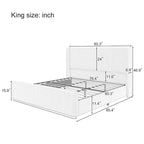 Lit King Size en velours côtelé rembourré avec tête de lit capitonnée à oreilles de 119 cm et cadre en métal/bois (sommier tapissier non requis)