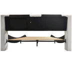 Lit plateforme en cuir PVC avec lumières LED RVB, haut-parleur Bluetooth et chargement USB