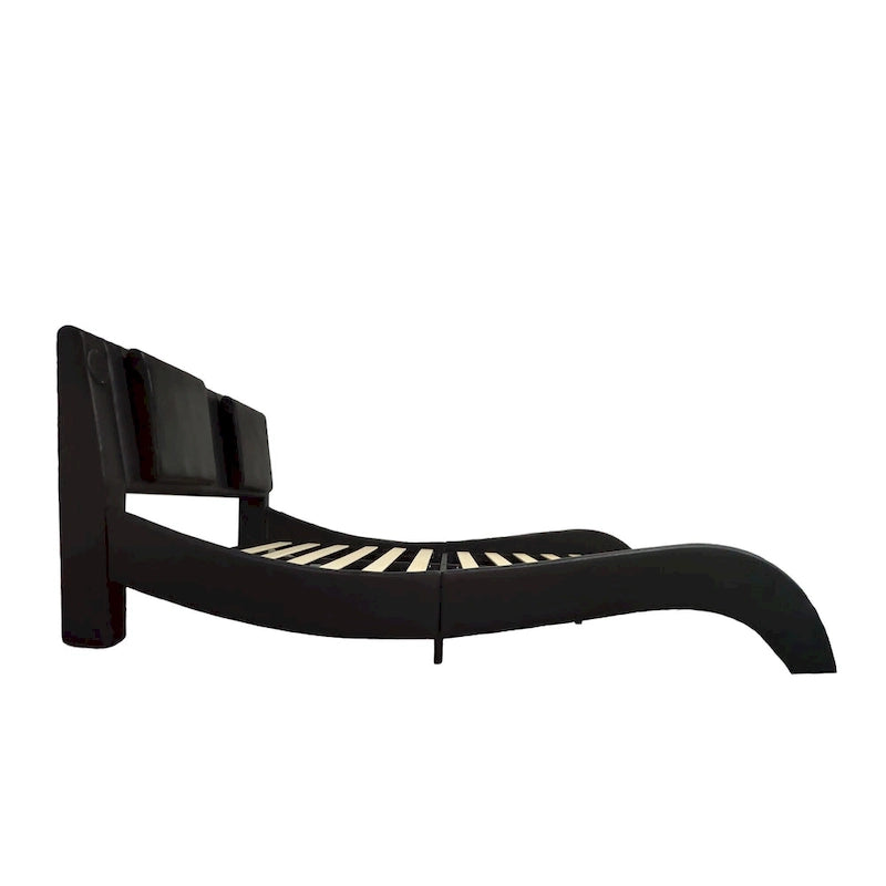 Lit plateforme en cuir PVC avec lumières LED RVB, haut-parleur Bluetooth et chargement USB
