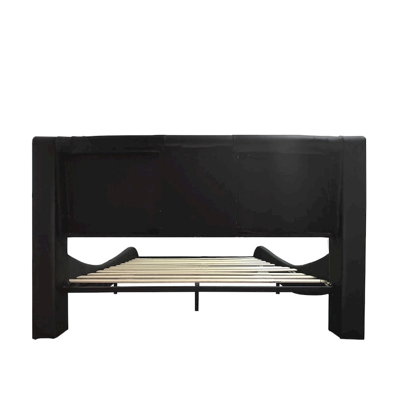 Lit plateforme en cuir PVC avec lumières LED RVB, haut-parleur Bluetooth et chargement USB