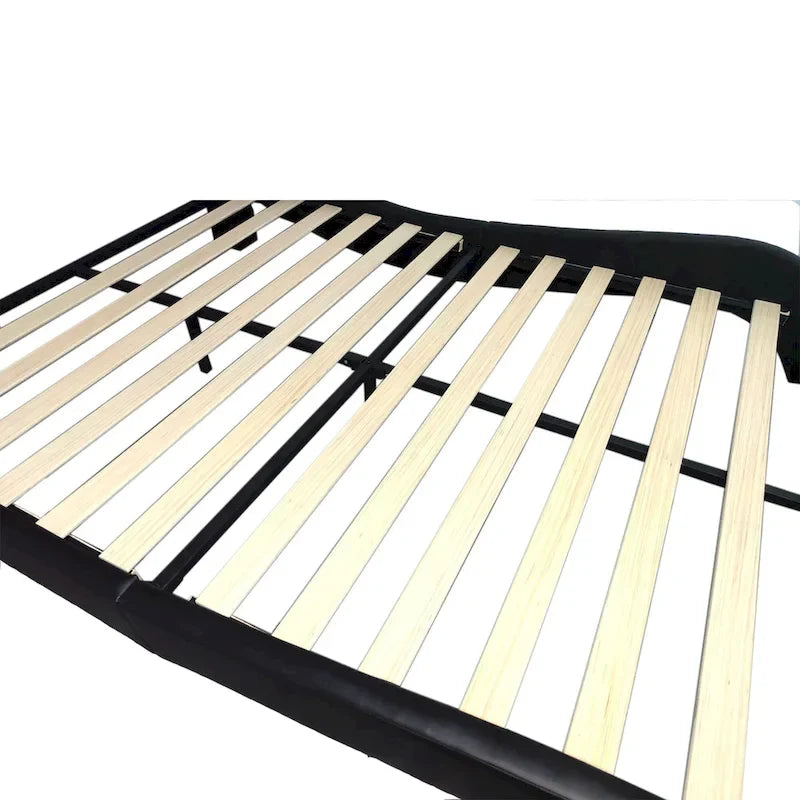 Lit plateforme en cuir PVC avec lumières LED RVB, haut-parleur Bluetooth et chargement USB