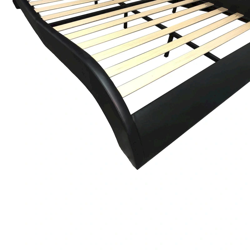 Lit plateforme en cuir PVC avec lumières LED RVB, haut-parleur Bluetooth et chargement USB